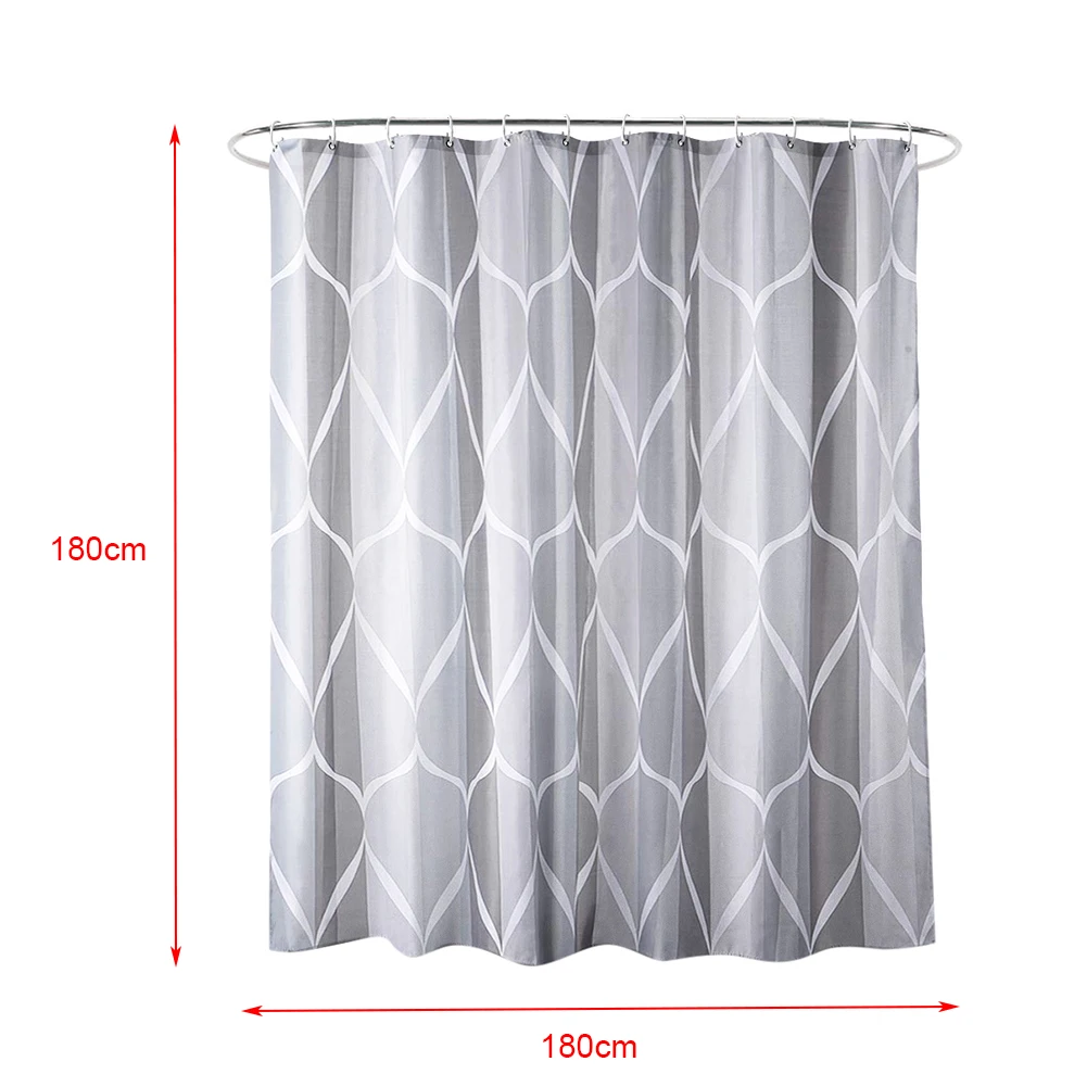 Серый цвет искусственная Полиэстеровая душевая занавеска 180*180 см с 12 крючками