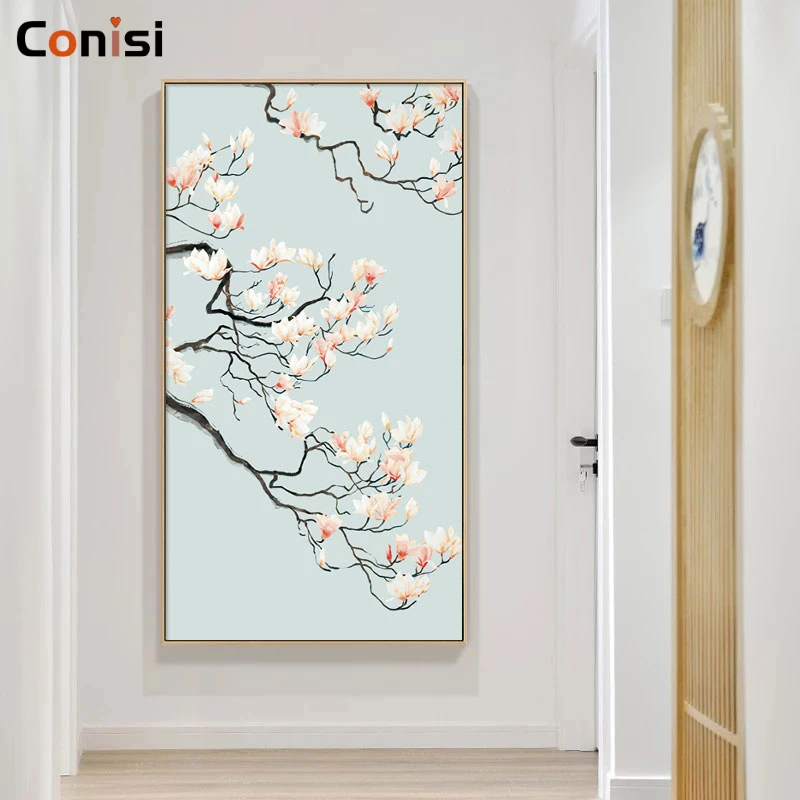 

HD Vintage Chinese Style Lotus Peony Letters Poster Print Canvas Painting Wall Art Pictures Living Room Home Cuadros Decor