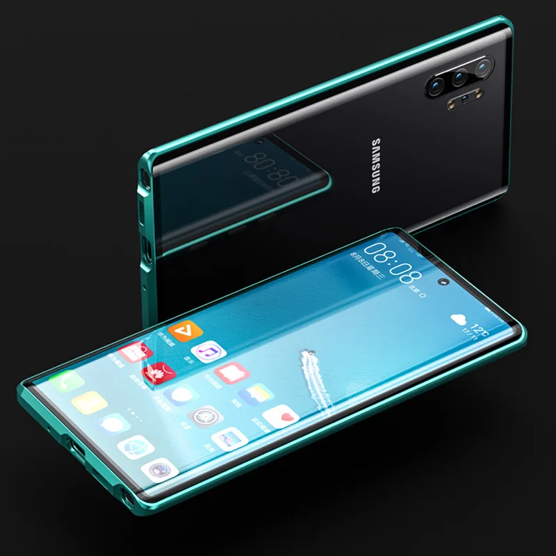 Магнитный двухсторонний чехол из закаленного стекла для samsung Galaxy Note 10 Pro Plus, чехол, противоударный жесткий защитный металлический бампер