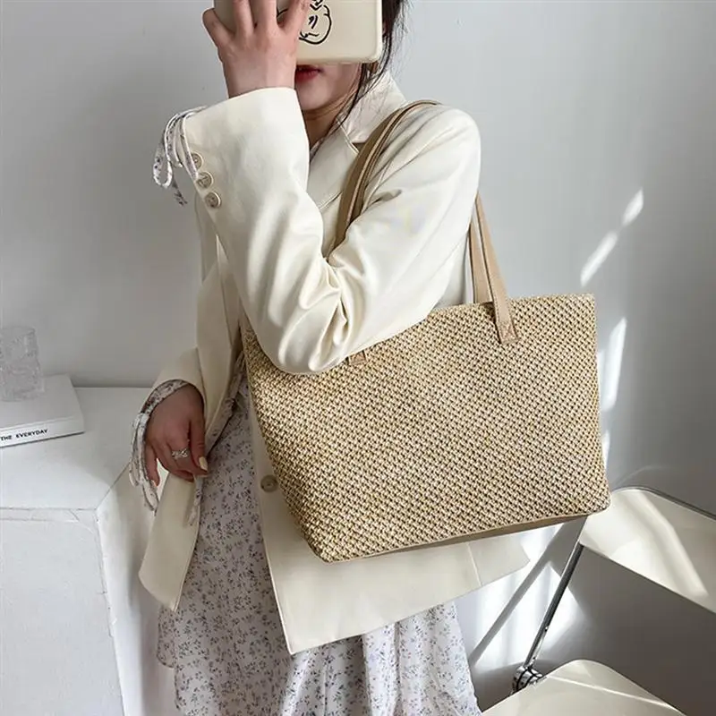 

Summer Straw Bag Large Capacity Woven Shoulder Bag Pretty Tote Bag for Women