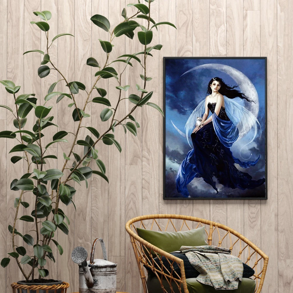 

5D DIY Diamond Painting Moon Elf Girl Full Round Drill Mosaic Wall Art Picture of Rhinestone Home Decoration diamond embrodery