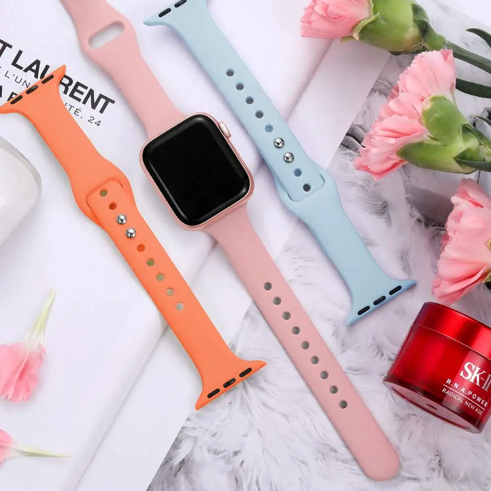 Ремешок для apple watch, ремешок для apple watch 5, 4, 3, 2, iWatch, ремешок 42 мм, correa, 38 мм, 44 мм, 40 мм, силиконовый браслет pulseira, ремешок для часов