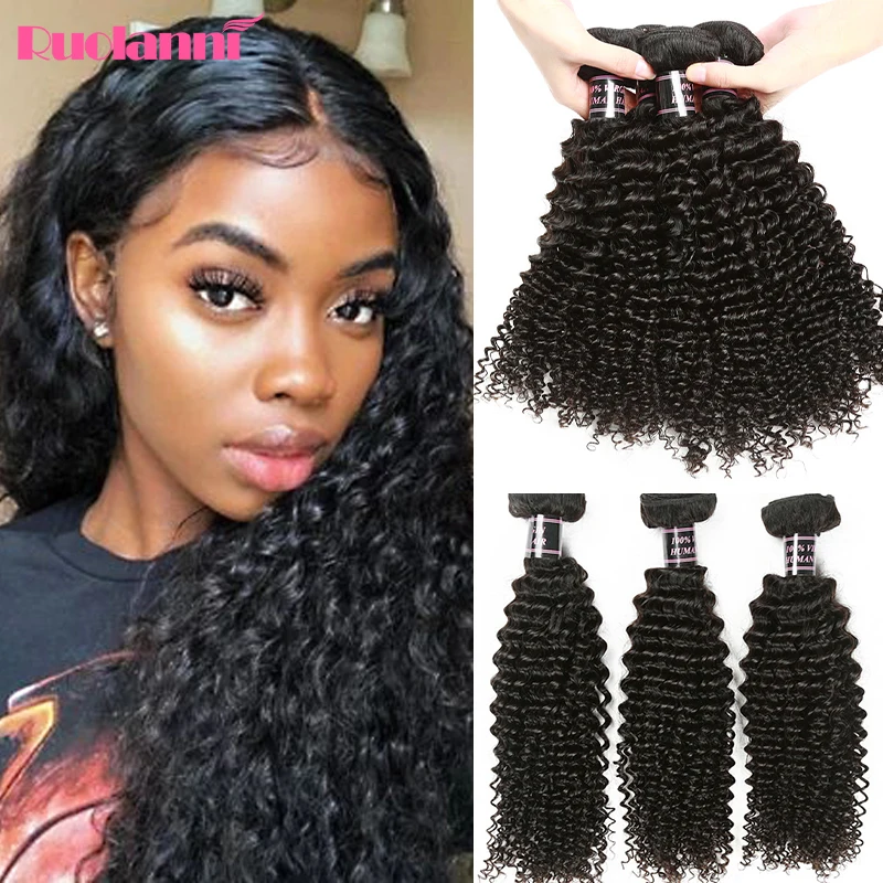 Ruolanni Волосы Кудрявые Волнистые пряди бразильских волос Пряди человеческих для
