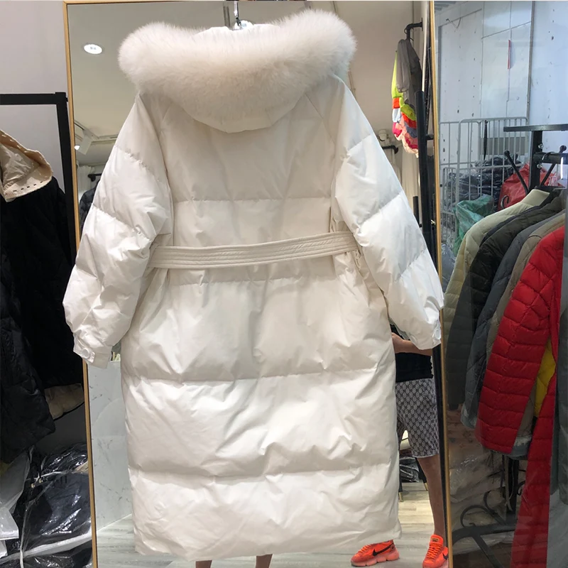 Fitaylor/зимняя длинная Повседневная куртка для женщин 90% белый пуховик на утином