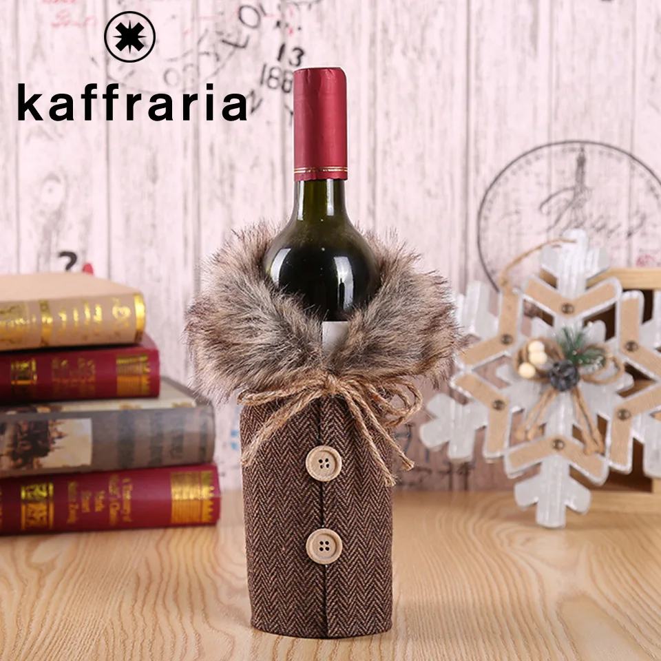 Kaffraria Рождественская Фотосумка 1 шт. льняная Крышка для бутылки шампанского