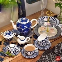 bleus dailleurs bone china coffee set luxury porcelain tea set advanced pot cup ceramic mug sugar bowl creamer teapot drinkware