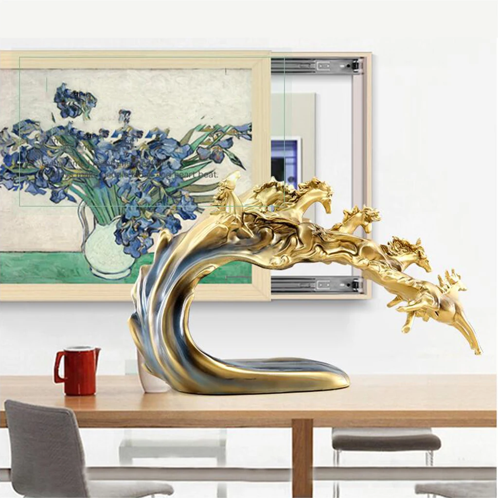

Powerful Horses Ornaments Home Office Figurines Store Bar Statue Shelf Arts