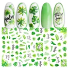 1 шт. 3D наклейка для ногтей тропический пляж остров стиле листья и цветы зеленый простой летний слайдер для маникюра наклейки для дизайна ногтей наконечник