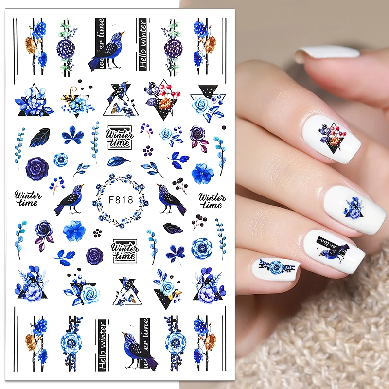 

1PC Nail Stickers Nail Art Flower and Bird Design Stickers For Nail