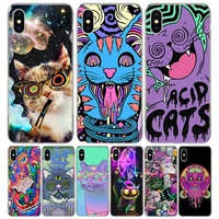 colourful psychedelic cat trippy silicon call phone case for apple iphone 11 13 pro max 12 mini 7 plus 6 x xr xs 8 6s se 5s