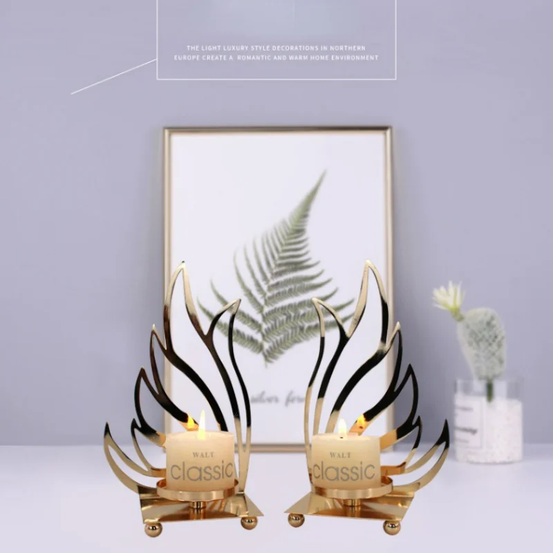 

Wrought Iron Candle Holder Nordic Style Living Room Luxury Creative Candle Holder Elegant Simple Bougeoir Home Decor BS50CH
