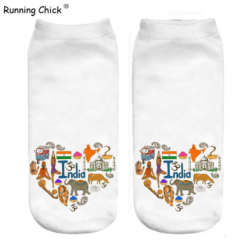 Бег цыпленок Индия Любовь 3d печать пользовательские носки оптом|Носки-следки| |