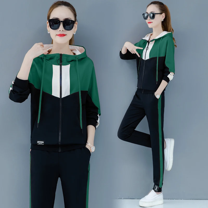 tracksuit for women 2019 autumn female fashion large size loose hoodie tops+pants suits women's plus two-piece sets |