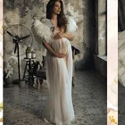 Фатиновое платье для беременных с оборками, сексуальное платье для беременных, для фотосессии, будуарное нижнее белье, халат, ночная рубашка, комбинация, Халат