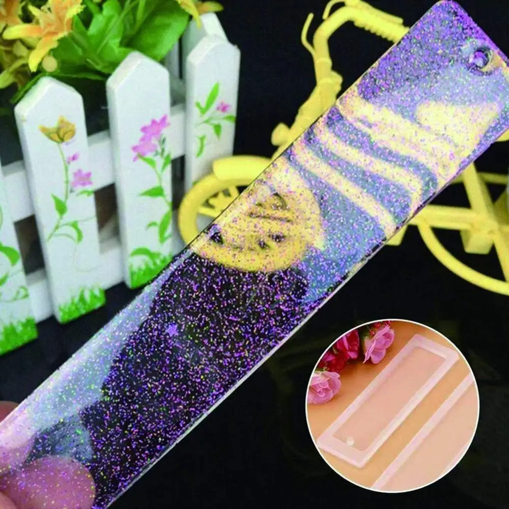 

1PC DIY Manual Rectangular Bookmark Mold Crystal Epoxy UV Resin Mold Blank Bookmark Silicone Mold Stationery Supplies