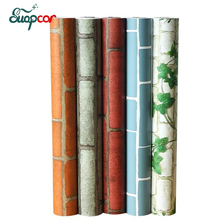 

PVC Self-Adhesive Retro Brick Pattern Wall Stickers Kitchen Renovation Waterproof Film Living Room Sofa TV Background Wallpaper