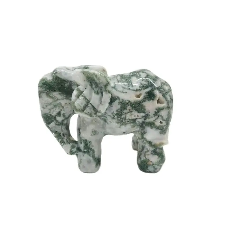 

Прекрасная резная каменная статуя животного из натурального кристалла, большой мох из геода, слон из агата в подарок Y S L