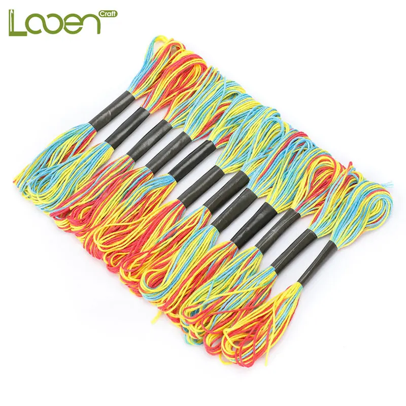 

Looen 12pcs/lot Cross Stitch Embroidery Floss Dyeing Line Threads DIY Weave Bracelet String Sewing Threads MultiColor Embroidery