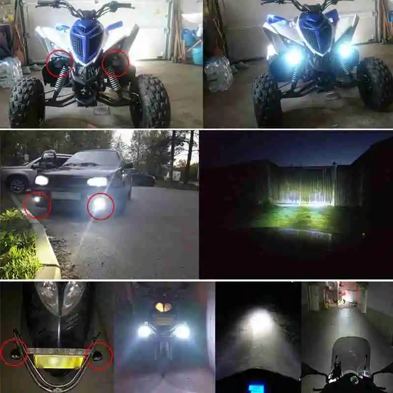 

8W 6LED IP65 12V Headlight Headlamp Bulb Fog Light For Motorcycle Car E-Bike Driving Light High Quality Hot Sale Dropshipping
