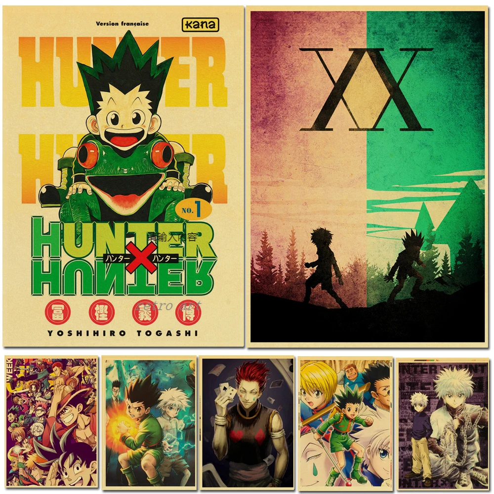 

Abatract Classic Anime Wall Art HUNTER HUNTER Vintage Poster Art Prints Wall Decor Pictures Room Bar Cafe Decor Canvas Painting