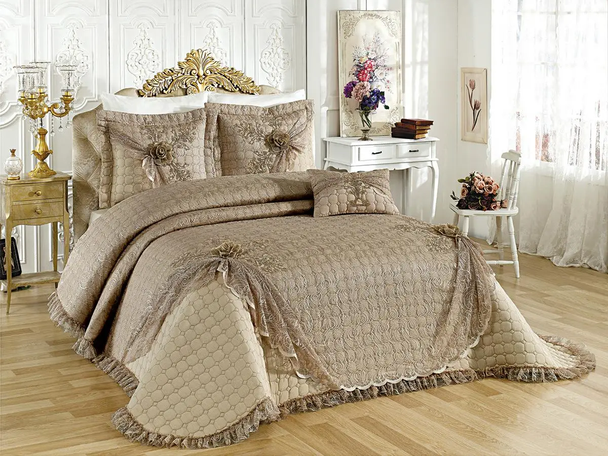 

Goncagül Double Bed Cover Cappucino