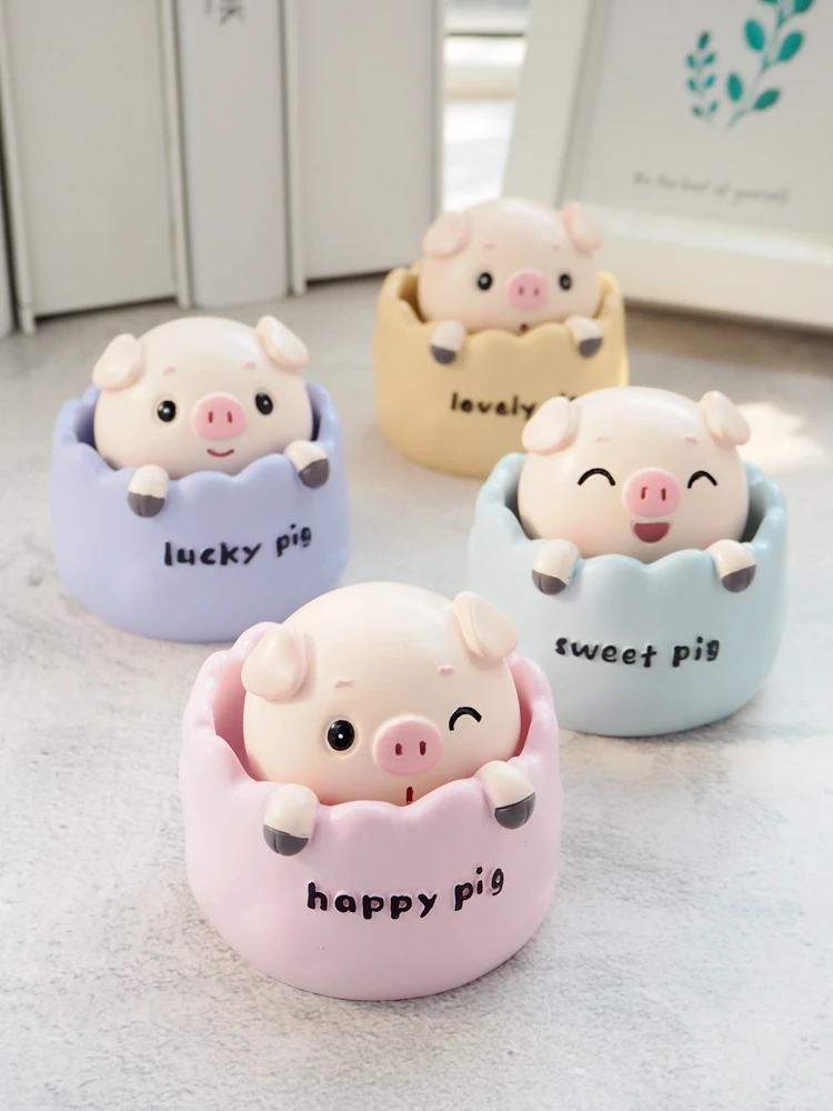

Pig Car Ornament Bobble Head Doll Cute Piggy Desk Car Car Interior Decoration Living Room Decoration Gift Preferred