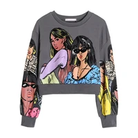 oversize loose pullovers women charater print sweatshirts long sleeve o neck female tops