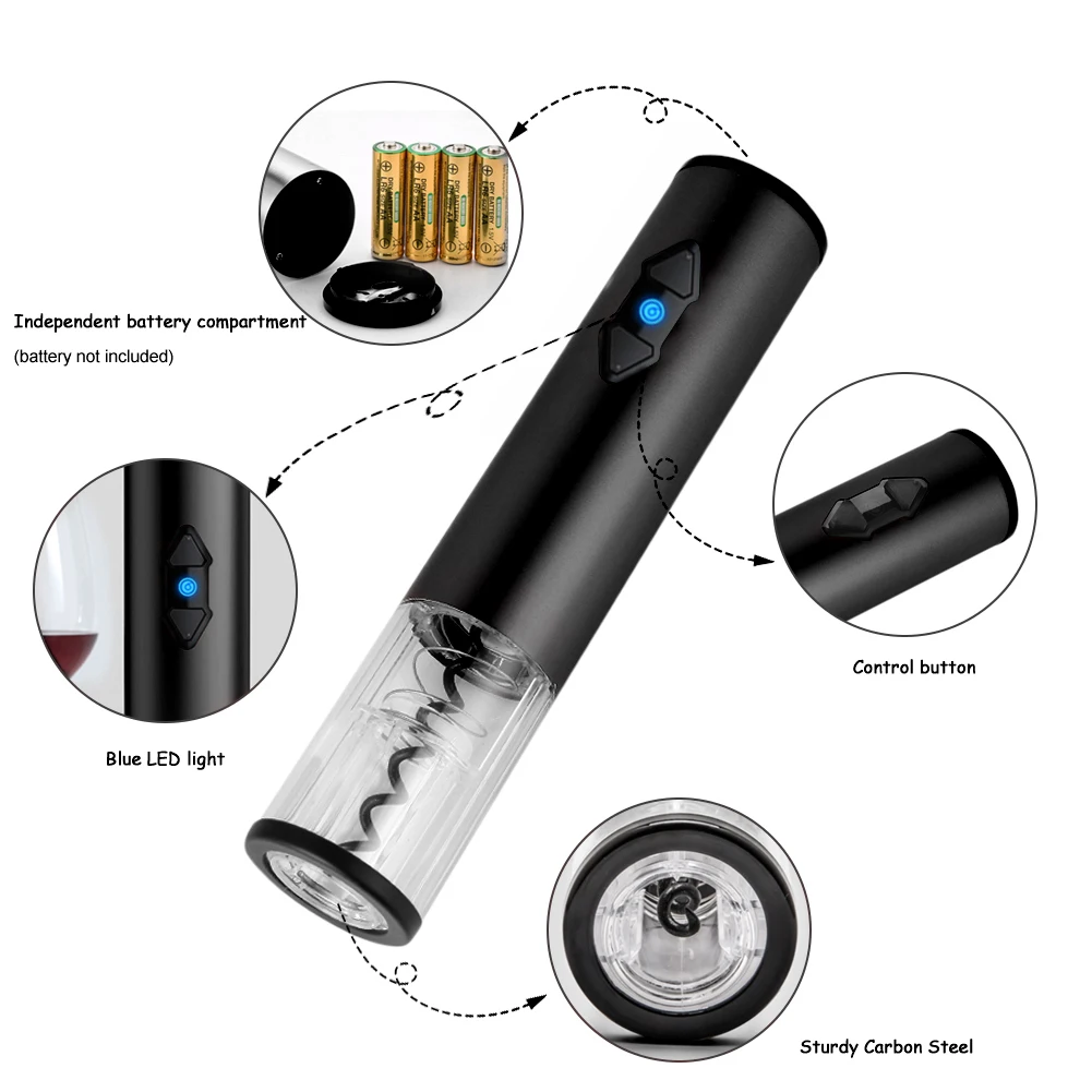 

Stainless Steel Electric Bottle Opener Automatic Electric Wine Opener Bottle Opener With Vacuum Stopper (without battery)