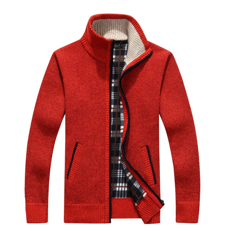 Winter Mens Fleece Sweate male sweater coat Autumn Warm Cashmere Slim Fat Wool Zipper Casual Sweater Men Knitted Coat | Мужская одежда