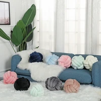 1pcs woven cushion throw pillow round solid color soft plush knot cushion for living room bedroom sofa throw pillow home decor