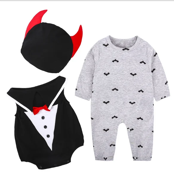 

Children's Wear Children's Halloween Performance Clothes Baby Pumpkin Jumpsuit + Hat 3 Pieces Spring and Autumn Winter Cotton