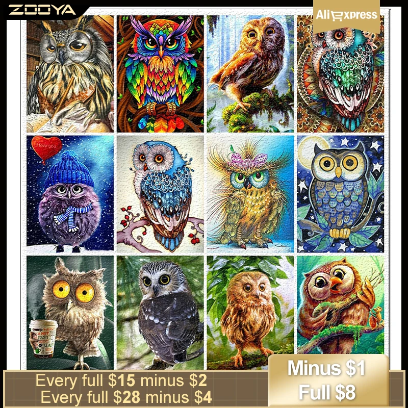 Zooya 5D DIY Алмазная мозаика Сова рукоделие полный набор картинка с животными для