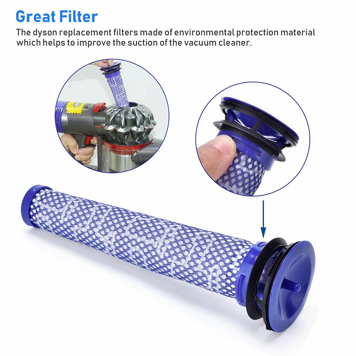 

2 Pack Pre-Filters And 2 Pack Post-Filters 2pcs Clean Brush Replacement Filter Kit For Dyson V8 V7 Cordless Vacuum Cleaner