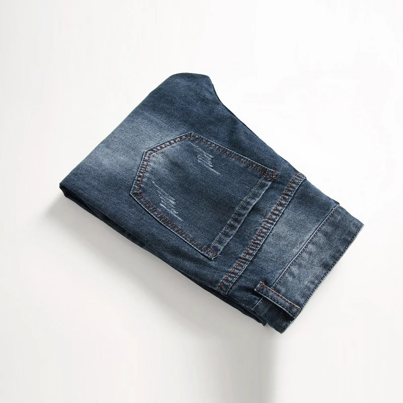 

2021 European Jeans Men's Personality Wear Through Camouflage Stitching Fashionable Pants European And American Men's Jeans