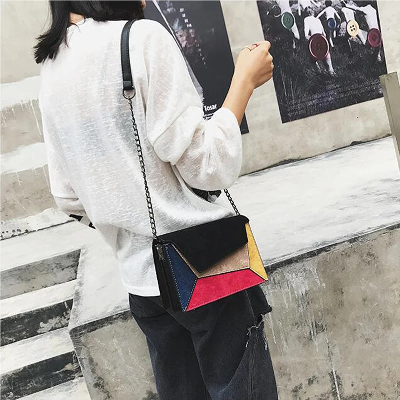 

Fashion Quality Leather Patchwork Women Messenger Bag Female Chain Strap Shoulder Bag Small Criss-Cross Ladies' Flap Bag