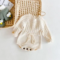 0 36m baby girl hollow waist romper knitted baby clothes long sleeved infant jumpsuit newborn baby spring clothing
