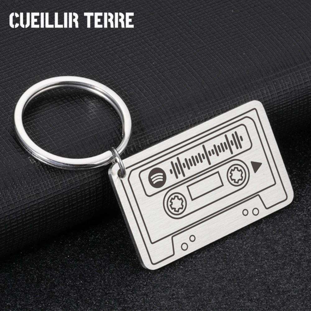 

Custom Keychain Spotify Premium Keychain Christmas Key Chain Men Gift Women Keyring Music Code Customization Love Gift