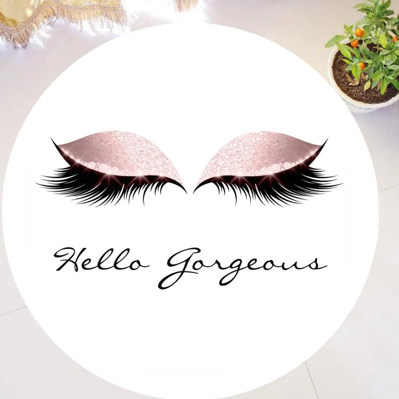 Pink Rose Gold Glitter Eyelash Lashes Round Carpet Rugs for Living Room Sparkle Eye Lash Area Rug Mat Hello Gorgeous Girl Decor | Дом и сад