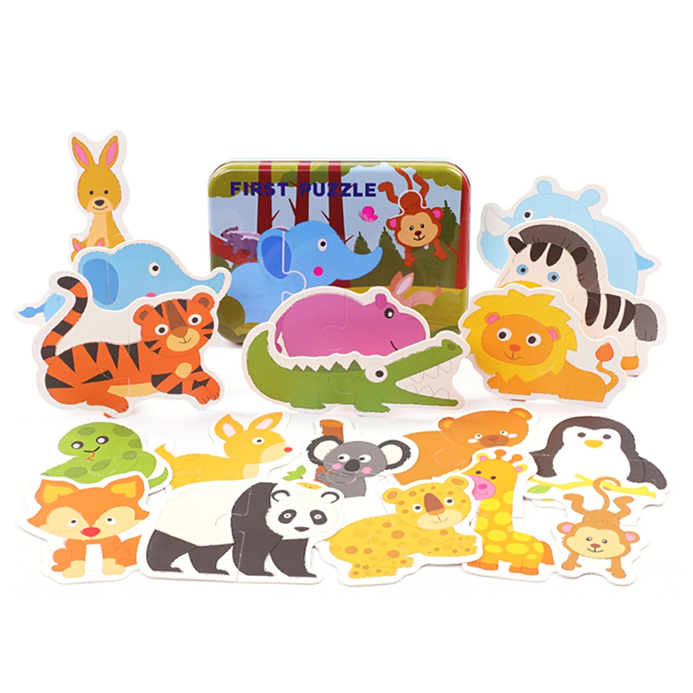 

Cartoon Animal Car Wooden Jigsaw Puzzles Assembling Board Intelligence Kids Educational Toys for Children Gifts