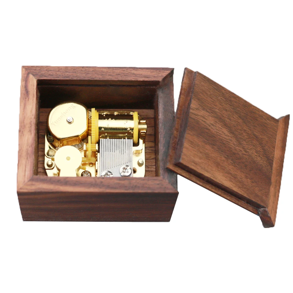 

Music Box Drawer Style Windup Walnut Wood Musical Box Christmax Box Yunsheng Movement for Christmas Valentine's day Birthday