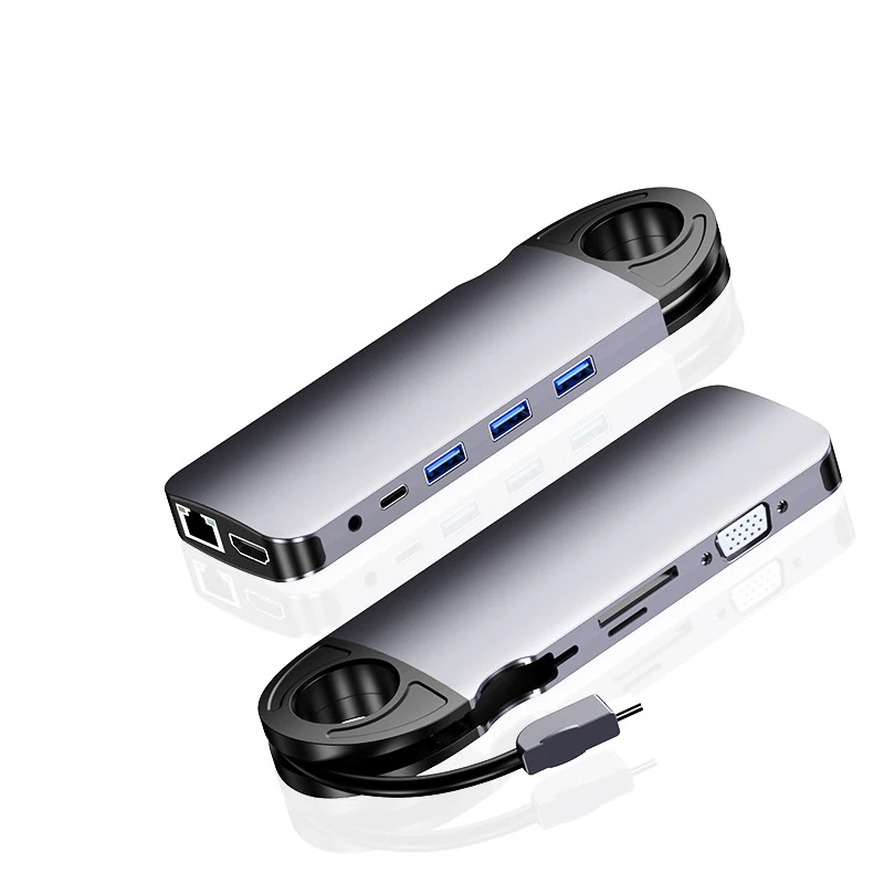 Док станция десять в одном Type C сетевой порт быстрой зарядки PD три слота для карт TF