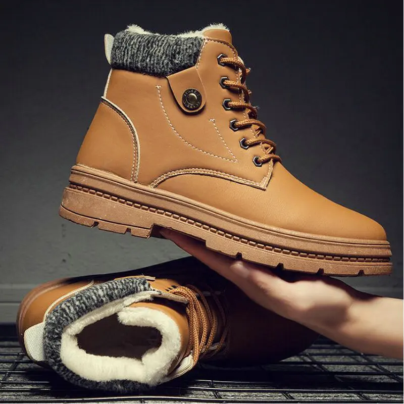 Зимние ботинки для мужчин с мехом коллекция 2019 года теплые плюшевые зимние