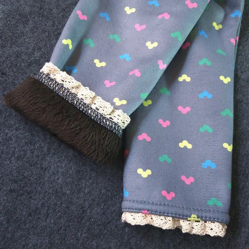 

Children Warm Long Pants Girls Print Leggings Sweet Child Thicken Leggings Girls Warm Winter Kids Clothing