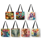 Таинственный Индийский Слон, принт, сумка-тоут, женские сумки, красочная картина маслом, эко, сумки для покупок, оптовая продажа