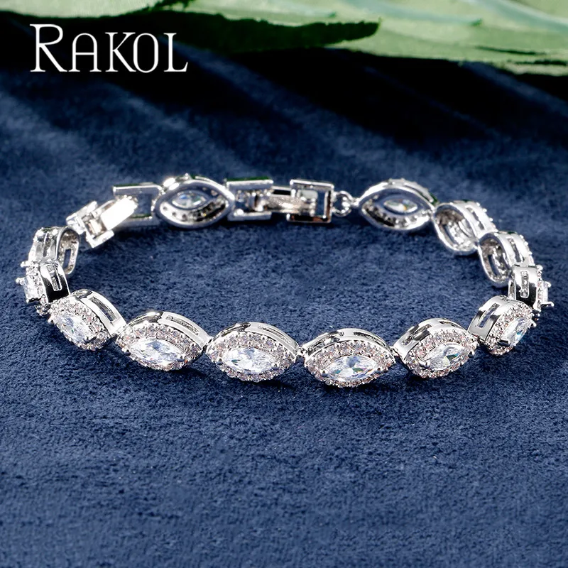 Женские браслеты-шармы с кубическим цирконием RAKOL свадебные ювелирные изделия