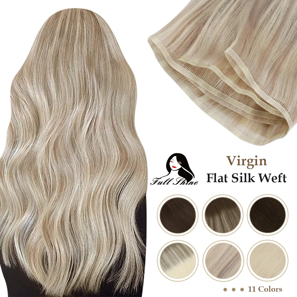 Trama de pelo de seda plana brillante, extensiones de cabello virgen Invisible, cabello humano Real, liso, para salón de belleza