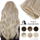 Полностью Сияющие плоские шелковые волосы, пряди, невидимые натуральные волосы для наращивания, натуральные человеческие волосы, гладкие прямые волосы для салона