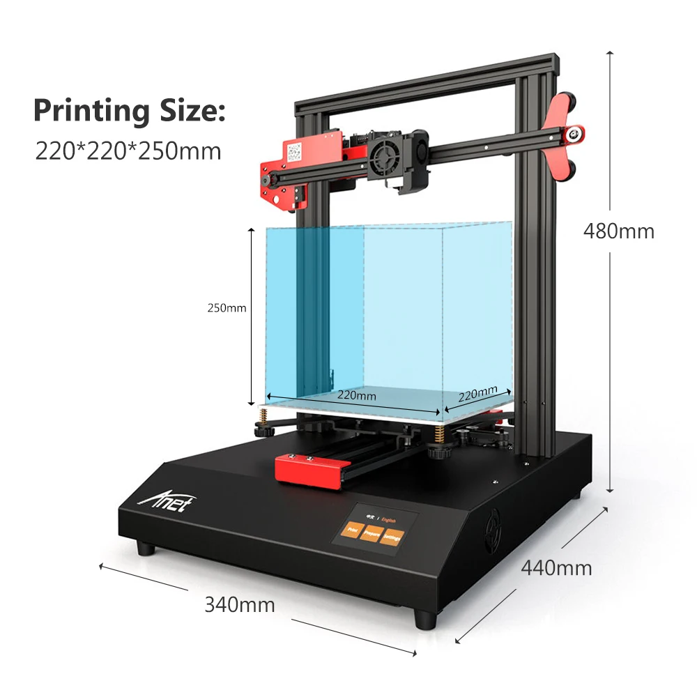 3D принтер Anet ET4 с 2 8 дюймовым цветным сенсорным экраном возобновление печати