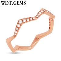 womens 0 13 ct 10k rose gold natural real round diamond crooked zigzag ring band