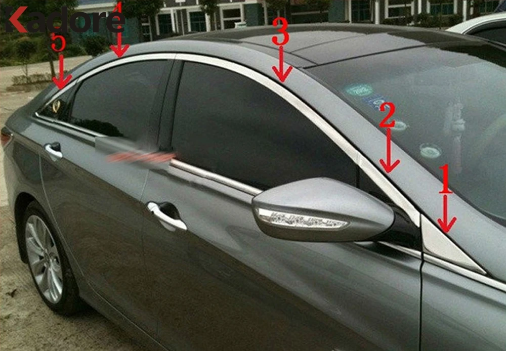 Для Hyundai Sonata I45 2011 2012 2013 2014 Линия молдингов из нержавеющей стали внешняя оконная